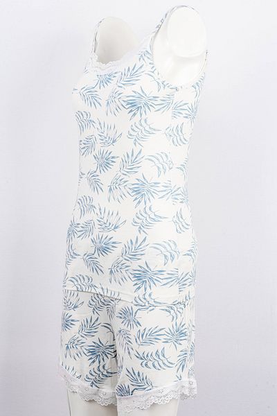 BSM High Quality Patterned Lace Viscose Pajamas Set - Thin Straps Shorts