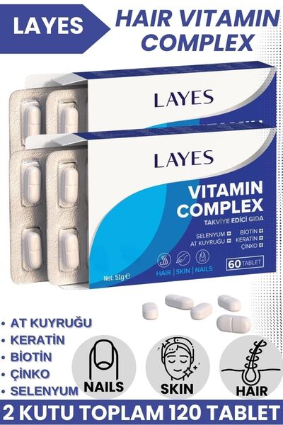 Layes 60 Tablets Multivitamin - Biotin, Keratin, Zinc D3, Ponytail Selenium, Folic Acid