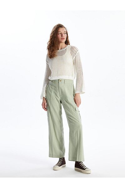 LC Waikiki XSIDE Women - ίσιο λινό μείγμα ελαστικό παντελόνι μέσης