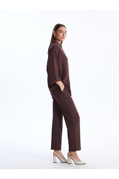 LC Waikiki LCWAIKIKI - Pantaloni clasici de damă cu picioare drepte late și talie elastică