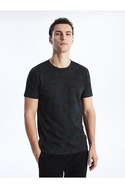 LC Waikiki LCW Men's Combed Cotton T-Shirt - Casual, Crew Neck, Short Sleeve, Print