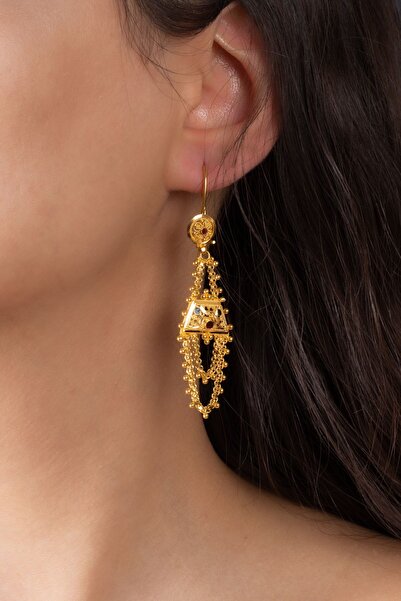 MÜCEVHER SARAYI 22 Ayar Altın Hint Işi Küpe