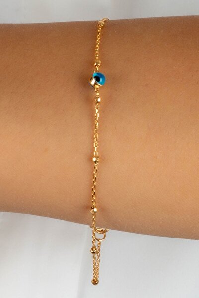 MÜCEVHER SARAYI 22 Ayar Altın Sıralı Dorika Toplu Boncuk Göz Bileklik