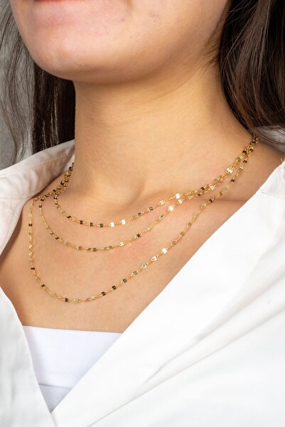 MÜCEVHER SARAYI 14 Ayar Altın Kalın Aynalı Italyan Kolye