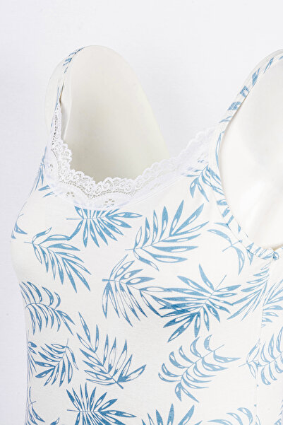 BSM High Quality Patterned Lace Viscose Pajamas Set - Thin Straps Shorts