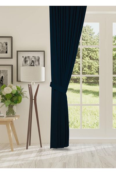 cheap's home Honeycomb Textured Velvet Woven Plain Stitching Extraphore Drawstring Background Curtain (DARK PETROL)