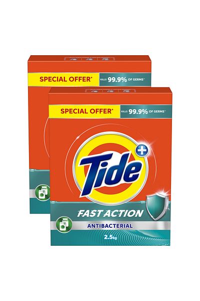 Tide Anti-bacterial Fast action Laundry Detergent Powder 2.5 KG Dual Pack
