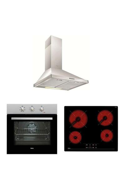 Teka İnox Elektrikli Ankastre Set ( Df 60 Davlumbaz - Tz 6415 Ocak- He 715 Ss Fırın)