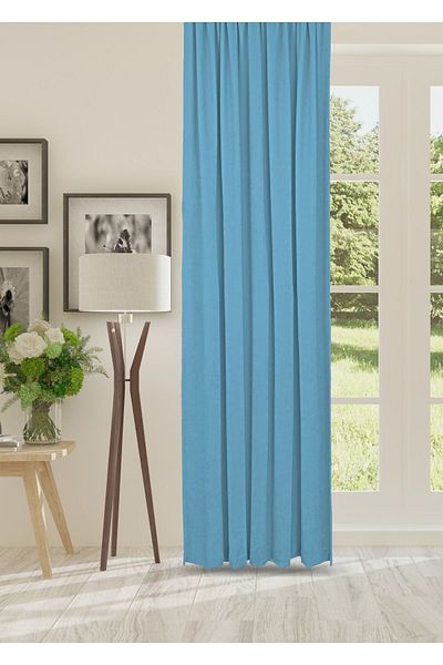 cheap's home Honeycomb Textured Velvet Woven Plain Stitching Extrafor Drawstring Background Curtain (TURQUOISE)