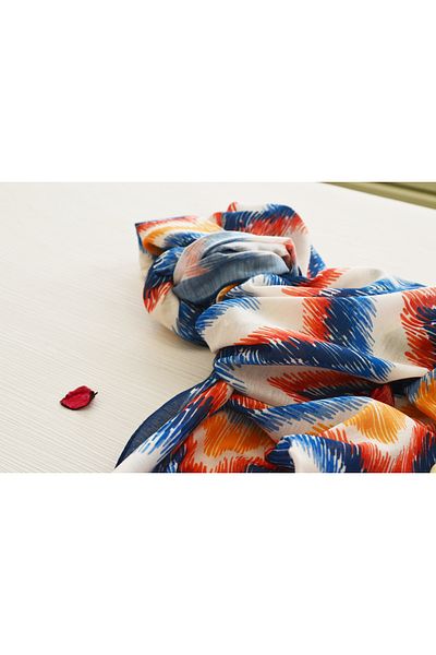 Akel Pyramid Patterned Cotton Shawl - Size 75x185