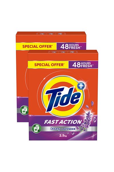 Tide Fast action Laundry Detergent Powder with Lavender 2.5 KG Dual Pack