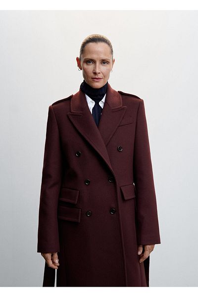 MANGO Woman Palton Roșu Claret Damă - Model 37059102