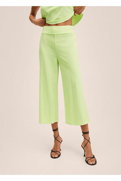 MANGO Woman Women's Lime Green Trousers