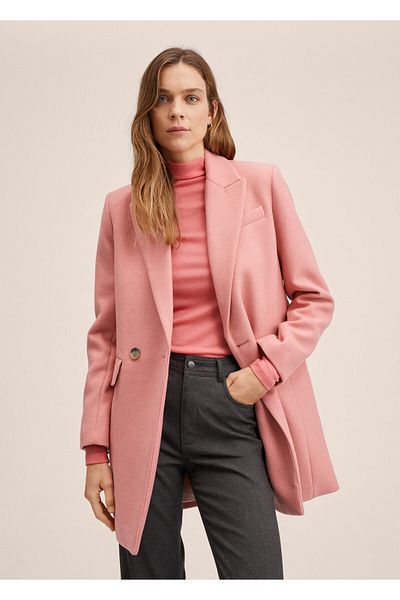 MANGO Woman Dámský růžový kabát27991108