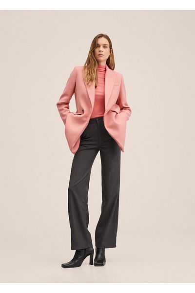 MANGO Woman Dámský růžový kabát27991108
