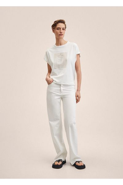 MANGO Tricou de damă Off White27077122