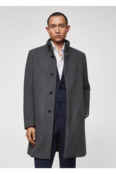 MANGO Man Grauer Herrenmantel 47100129