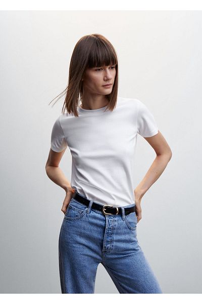 MANGO Woman Tricou alb pentru femei 47045865