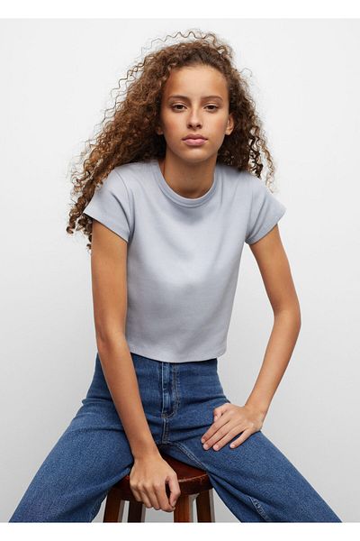 MANGO Kids Tricou albastru cer pentru fete
