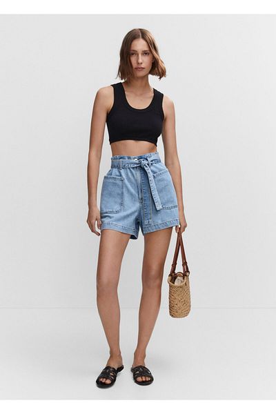 MANGO Denim Colored Women's Shorts -57050167