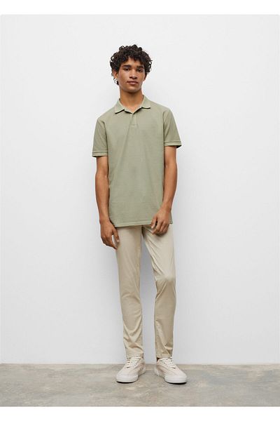 MANGO Kids Dunkelkhakifarbenes T-Shirt mit Polokragen für Jungen