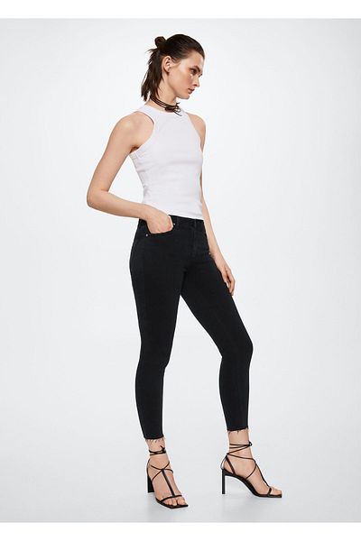 MANGO Woman Denim Women's Trousers - Black37084002