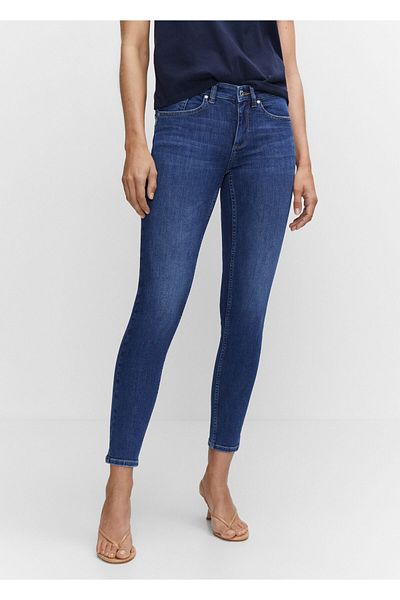 MANGO Woman Dark Denim Women's Trousers47040257