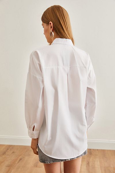 Olalook Weißes Hemd mit Palmenmuster und Paillettendetails, GML-19001225