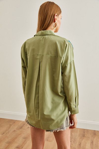 Olalook Flitrová košile Mold Green Leaf - Dámská tkaná GML-19001226