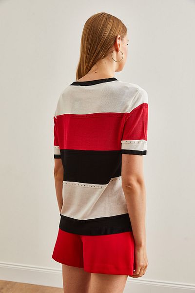 Olalook Μαύρη μπλούζα Mercerized Knitwear - Color Block, Flowy BLZ-19002640