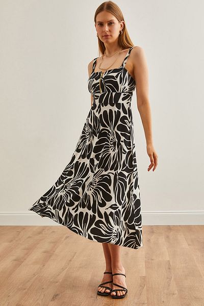 Olalook Damen-Strickkleid mit großem Blumenmuster und schwarzem Reißverschluss ELB- 19000615