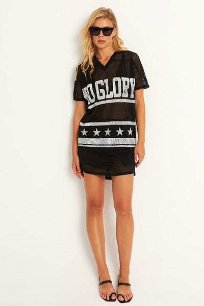 Cool & Sexy Black Mini Printed Women's Dress - TH1112