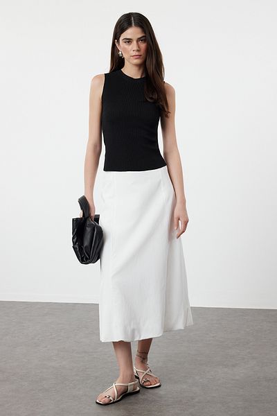 Trendyol Collection Ecru Maxi Length Balloon Cut Woven Skirt - TWOSS24ET00228