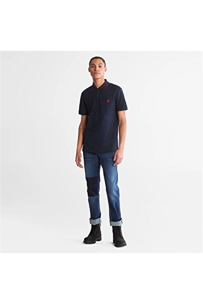 Timberland Ανδρικό μπλουζάκι Polo Dark Sapphire με στάμπα λαιμόκοψη κοντομάνικο