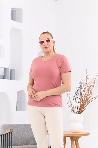 RMG Μπλουζάκι μεγάλου μεγέθους με λαιμόκοψη με αποξηραμένο τριαντάφυλλο