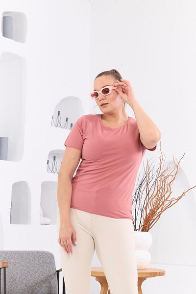 RMG Dried Rose Crew Neck Large Size T-Shirt