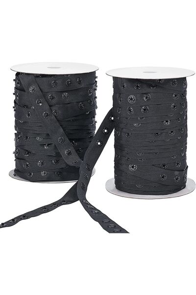 3-Piece Band Snap Fastener Strip- 1 Meter-Black