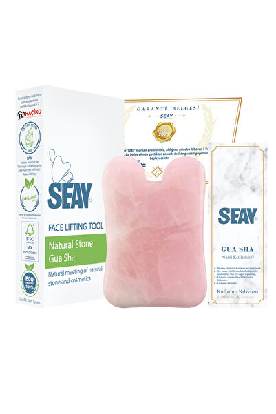 Seay Pembe Kuvars Taşı Kare Gua Sha Yüz Masaj Aleti Doğal Taş Sertifikalı