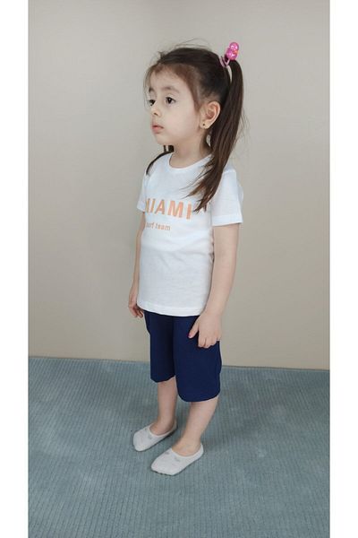 Bluence Costum Capri alb din bumbac pentru fete