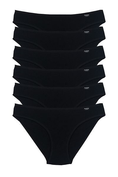 Bluence Μαύρο Χαμηλόμεσο Lycra Cotton Slip 6 Τεμάχια