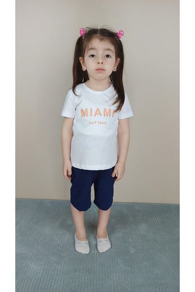 Bluence Costum Capri alb din bumbac pentru fete