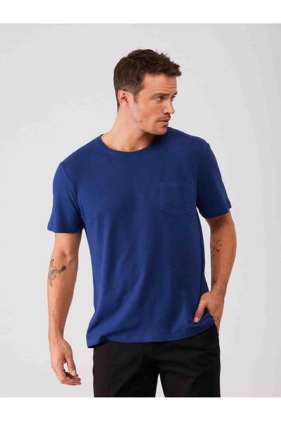 Dufy Men's Slim Fit Indigo T-shirt - Plain Crew Neck - 70814