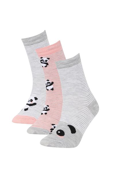 DeFacto Set of 3 Cotton Long Socks for Girls - Y4996a6ns