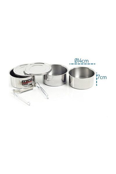 Abant حاوية حمل طعام من الفولاذ مكونة من 3 قطع - 14 × 7 سم Fma010640