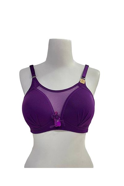 F.K FK UNDERWEAR Front Tulle Detailed Recovery Bra-Purple