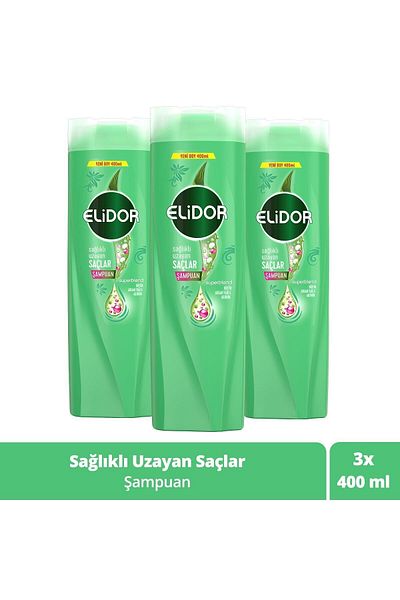 Elidor Healthy Growing Superblend Hair Care Shampoo - Biotin Argan Oil, 400 ml X3