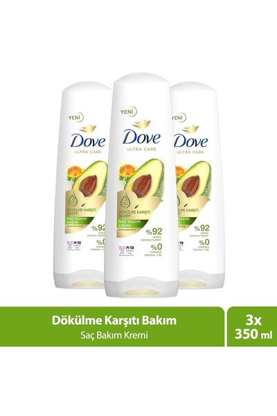 Dove Ultra Care Saç Bakım Kremi Dökülme Karşıtı Bakım Avokado Özü 350 ml X3