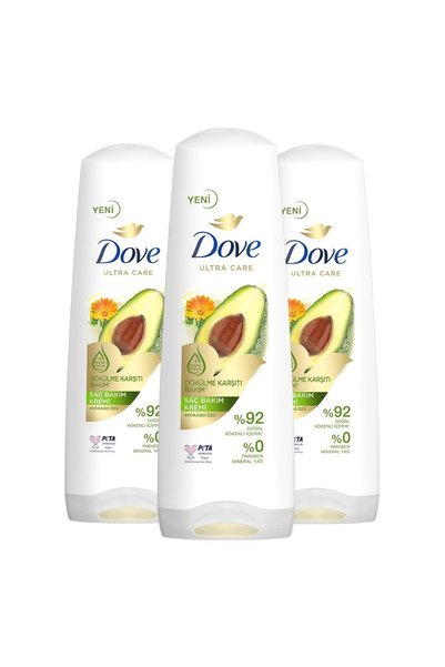 Dove Ultra Care Saç Bakım Kremi Dökülme Karşıtı Bakım Avokado Özü 350 ml X3