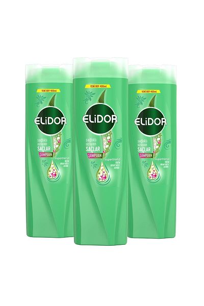 Elidor Healthy Growing Superblend Hair Care Shampoo - Biotin Argan Oil, 400 ml X3