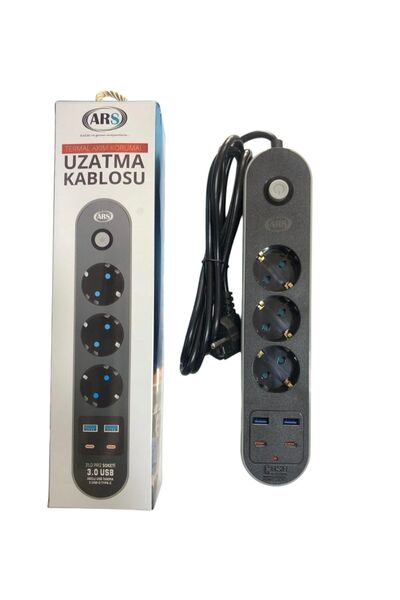 Ars 3 Lu 2mtakım Kormalı Uzatma Kablosu Usb Type-c